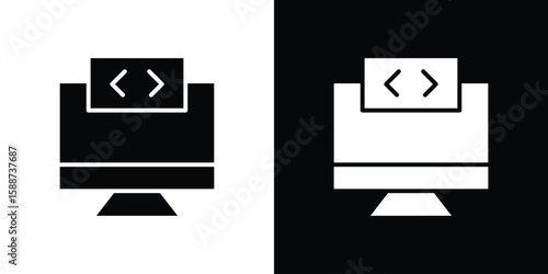 Front end icon black flat pictogram. For graphic and web design.