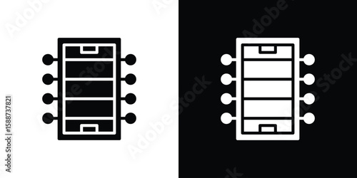 Foosball icon black flat pictogram. For graphic and web design.