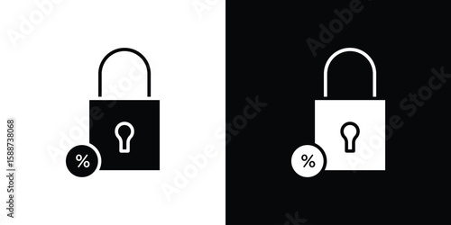 Fixed rate mortgage icon black flat pictogram. For graphic and web design.