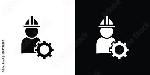 Engineer icon black flat pictogram. For graphic and web design.