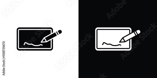 Electronic signature icon black flat pictogram. For graphic and web design.