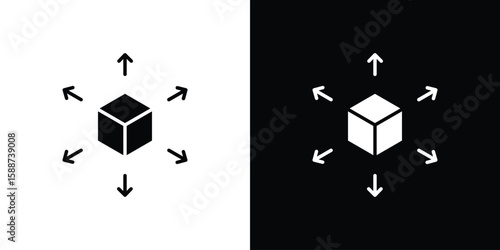 Distribution box icon black flat pictogram. For graphic and web design.