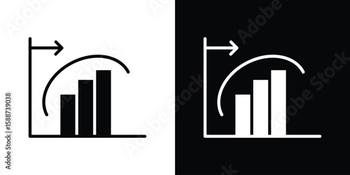 Diminishing returns icon black flat pictogram. For graphic and web design.