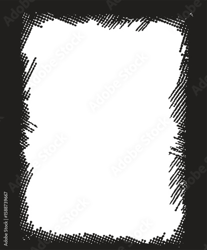 Square grunge frame with a distressed, hatched texture along the edges and a white central area