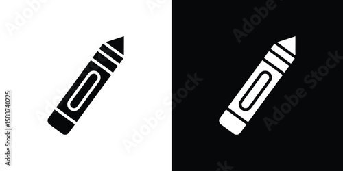 Crayon icon black flat pictogram. For graphic and web design.
