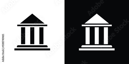 Courthouse icon black flat pictogram. For graphic and web design.