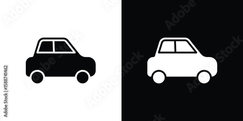 Compact car icon black flat pictogram. For graphic and web design.