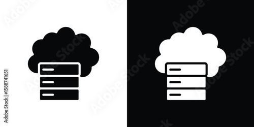 Cloud server icon black flat pictogram. For graphic and web design.