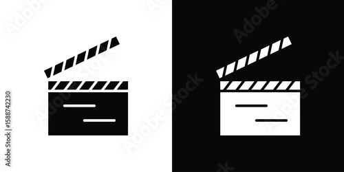 Cinema flapper icon black flat pictogram. For graphic and web design.