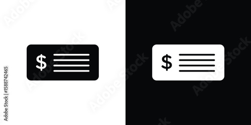 Cheque icon black flat pictogram. For graphic and web design.
