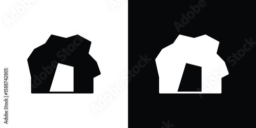 cave icon black flat pictogram. For graphic and web design.