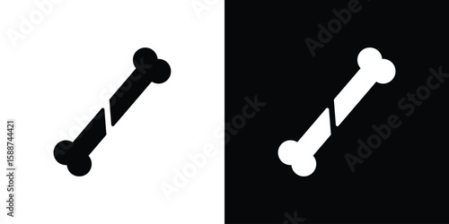 Broken bone icon black flat pictogram. For graphic and web design.