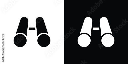 Binoculars icon black flat pictogram. For graphic and web design.