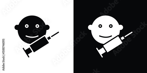 Baby Vaccination icon black flat pictogram. For graphic and web design.