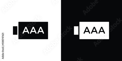 AAA battery icon black flat pictogram. For graphic and web design.