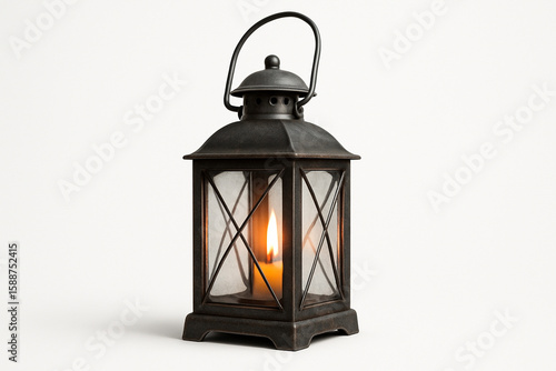 a single vintage lantern, isolated on a seamless pure white background create with ai
