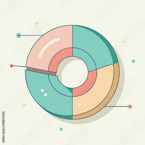 Colorful and modern donut chart illustrating statistical data and representing business infographics on a neutral background
