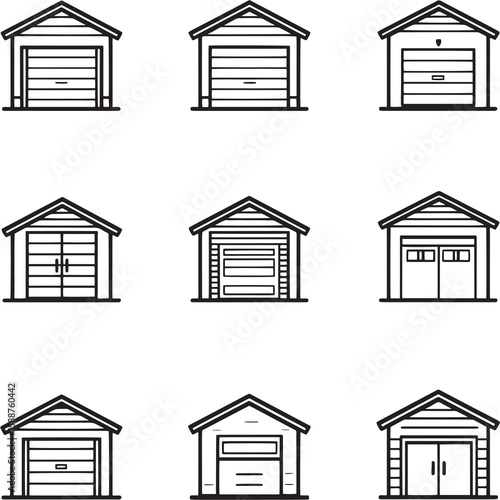 Smart Garage Door Ultra Minimalist 2D Line Variant 