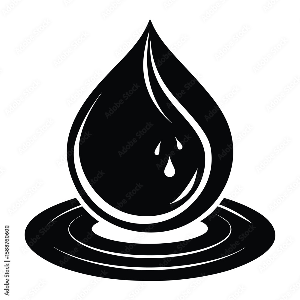 Fototapeta premium Silhouette water droplet black color vector design