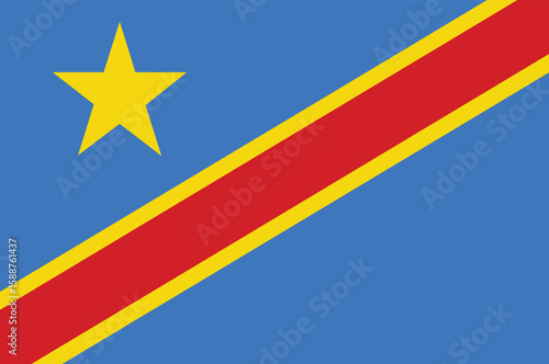 Democratic Republic of the Congo flag, vector illustration. 