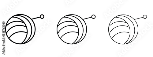 Wool ball icon thin line symbol on white background, editable stroke vector illustration