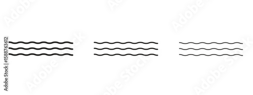 Wave icon thin line symbol on white background, editable stroke vector illustration