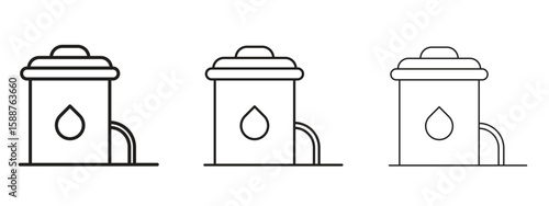 Water tank icon thin line symbol on white background, editable stroke vector illustration