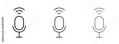 Voice control icon thin line symbol on white background, editable stroke vector illustration