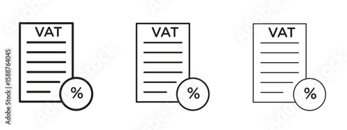 Value added tax VAT icon thin line symbol on white background, editable stroke vector illustration
