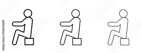 Tired person icon thin line symbol on white background, editable stroke vector illustration