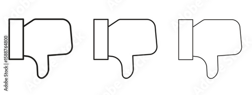 Thumb down icon thin line symbol on white background, editable stroke vector illustration