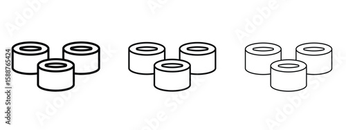 Sushi icon thin line symbol on white background, editable stroke vector illustration