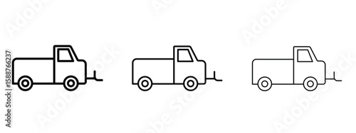 Snowplow icon thin line symbol on white background, editable stroke vector illustration