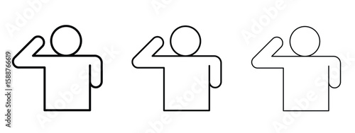 Salute icon thin line symbol on white background, editable stroke vector illustration