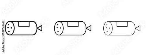 Salami icon thin line symbol on white background, editable stroke vector illustration