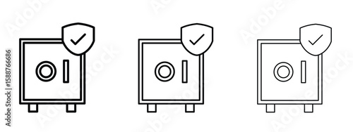 Safe icon thin line symbol on white background, editable stroke vector illustration