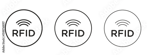RFID icon thin line symbol on white background, editable stroke vector illustration