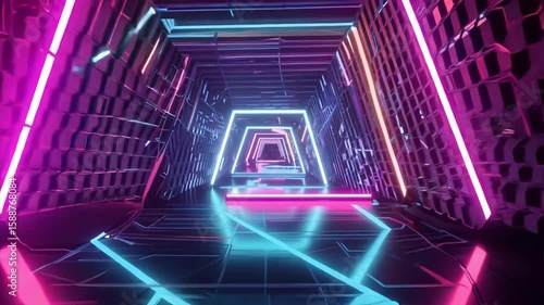 Futuristic digital light trails illuminate a circuit board pattern through a blue tunnel, symbolizing the future of tech and data