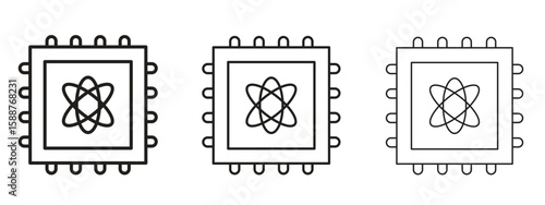 Quantum computing icon thin line symbol on white background, editable stroke vector illustration
