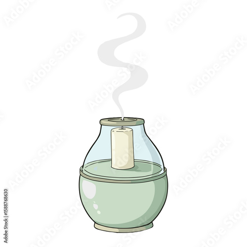 Candle lamp with smoke rising in a simple design  
