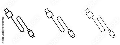 Phone cable icon thin line symbol on white background, editable stroke vector illustration