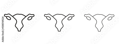 Pelvic inflammatory disease icon thin line symbol on white background, editable stroke vector illustration