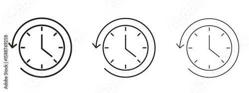 Past icon thin line symbol on white background, editable stroke vector illustration