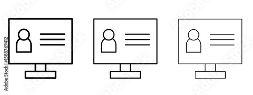 Online course icon thin line symbol on white background, editable stroke vector illustration