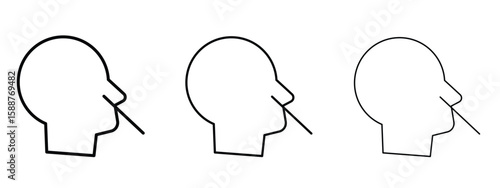 Nasal swab icon thin line symbol on white background, editable stroke vector illustration