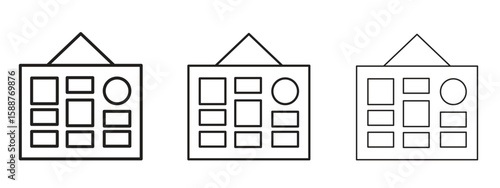 Mood board icon thin line symbol on white background, editable stroke vector illustration