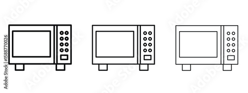 Microwave icon thin line symbol on white background, editable stroke vector illustration