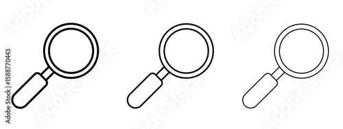 Magnifying glass icon thin line symbol on white background, editable stroke vector illustration