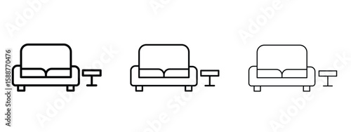 Lounge icon thin line symbol on white background, editable stroke vector illustration
