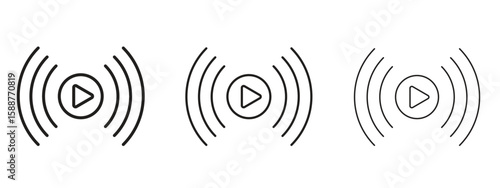 Livestream icon thin line symbol on white background, editable stroke vector illustration